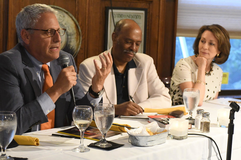 Gary Knell, president and CEO of the National Geographic Society, left, moderator Richard Prince and Susan Goldberg, editorial director of National Geographic Partners and editor in chief of the magazine. (Jason Miccolo Johnson)